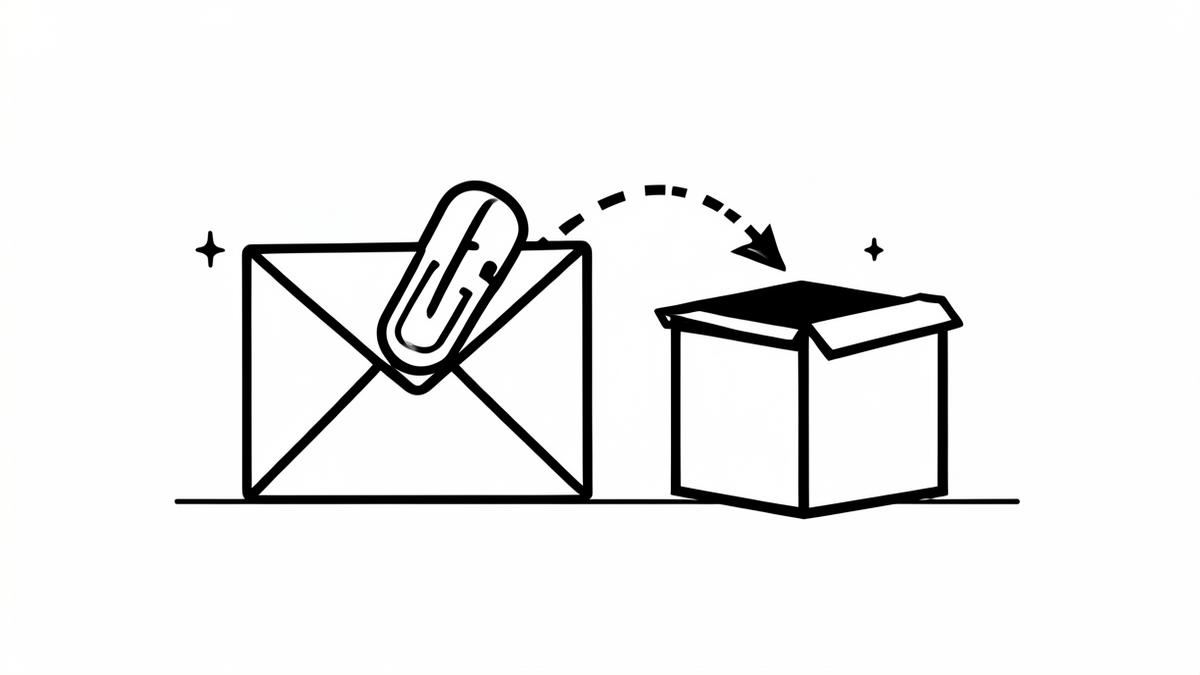 An email attachment moving directly from an inbox into cloud document folders